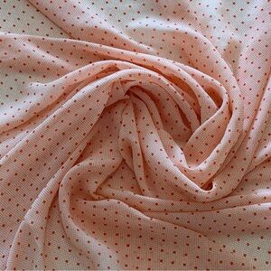 Polka Dot Chiffon Sheer Fabric in Peach and Orange